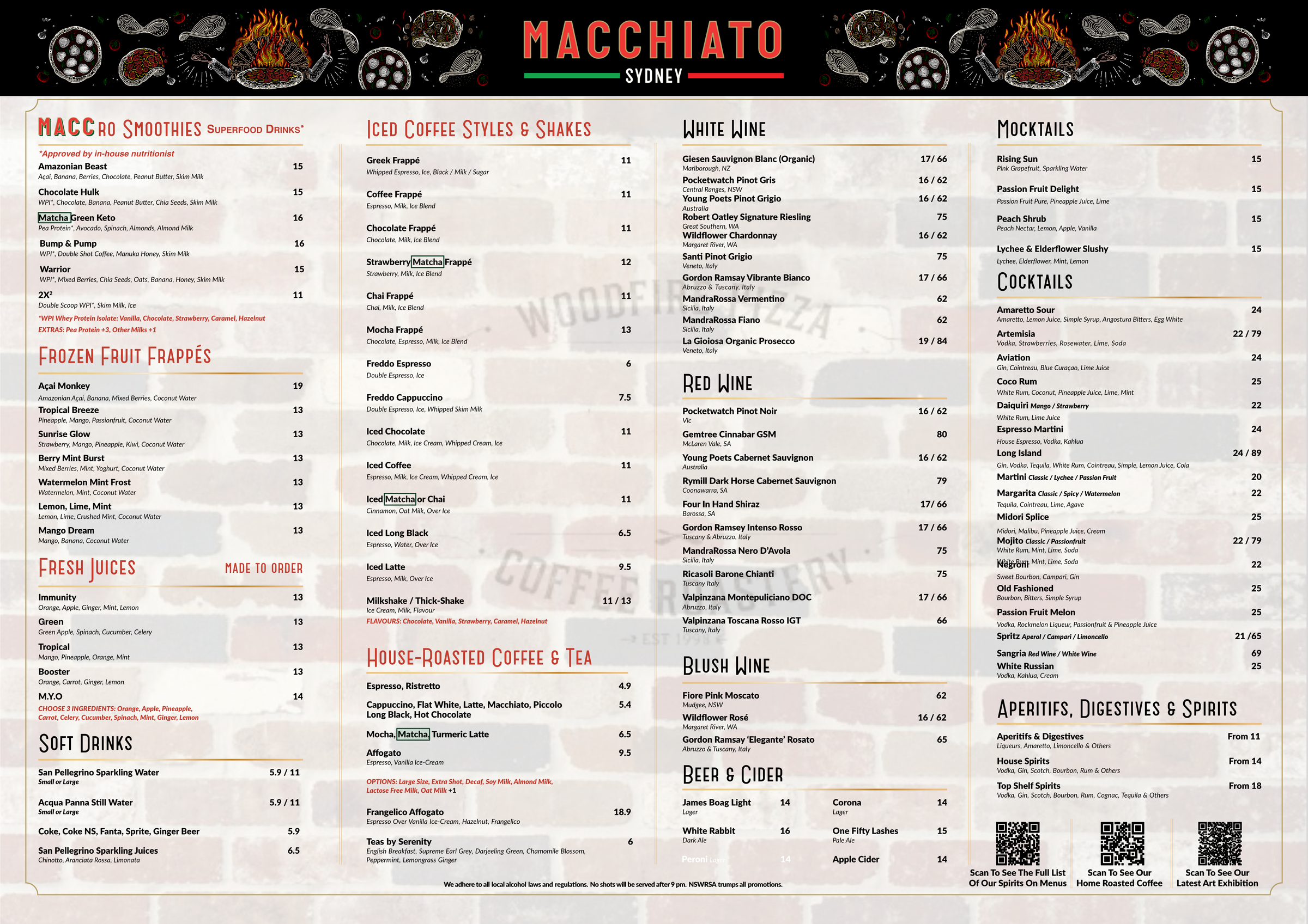 Drinks menu
