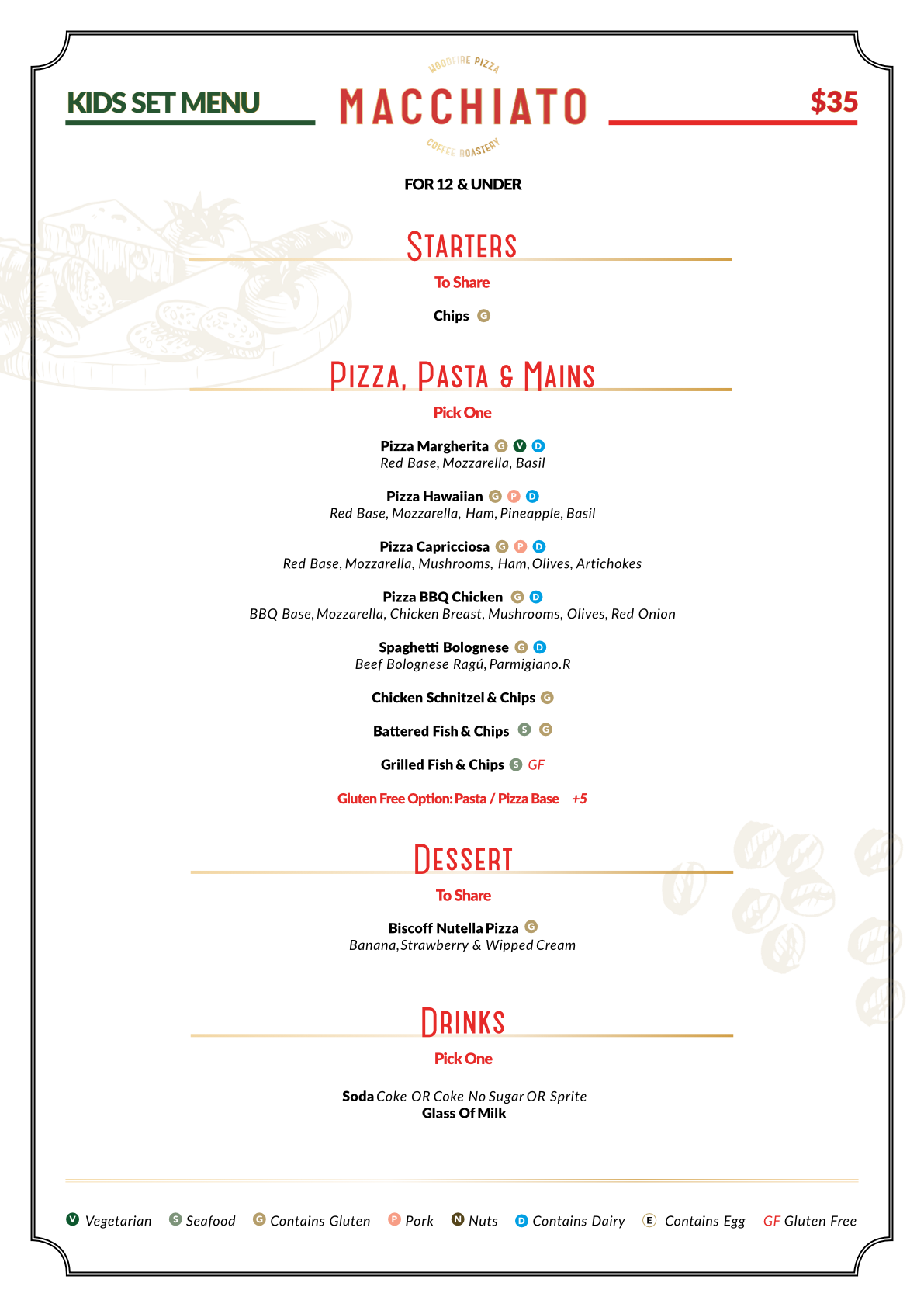 Kids $35 menu