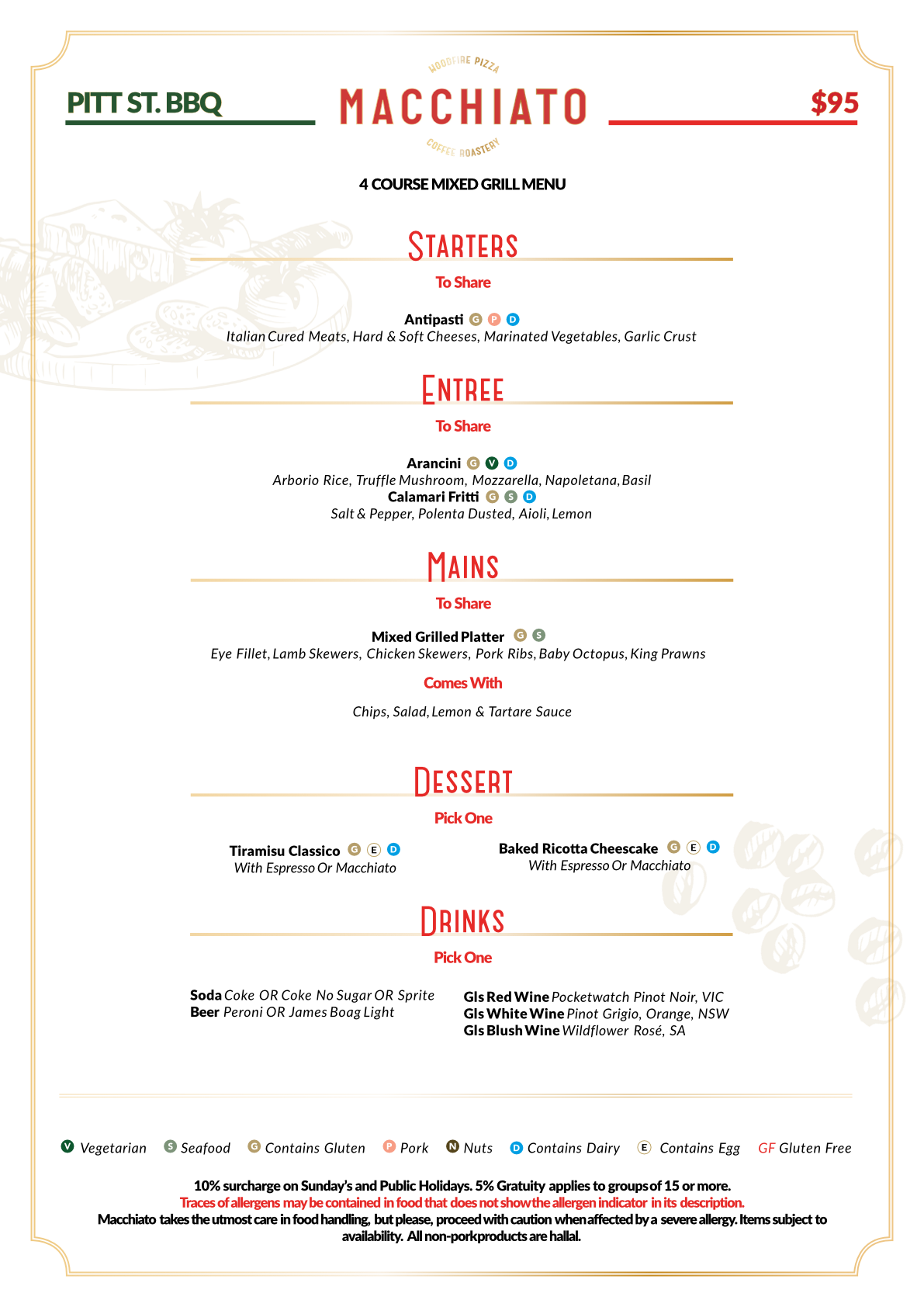 Pitt St. BBQ $95 menu